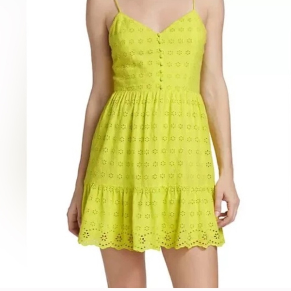 EUC Alice + Olivia Lime Eyelet Mini Dress sz 6